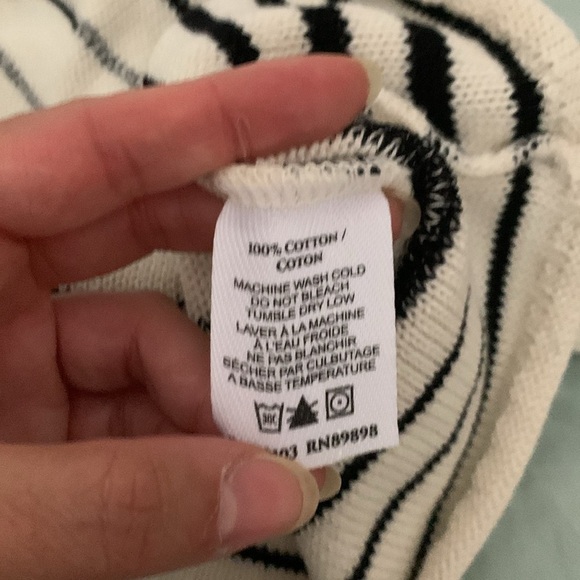 Cotton country Striped Black and White Sweater American flag cotton crewneck - Picture 5 of 5